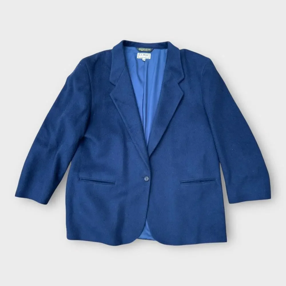 Vintage L.L. Bean Wool Blazer Navy Blue Women's sz 20P Single Button Preppy Chic - Picture 5 of 10